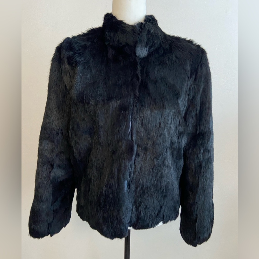 Elegant Black Real Fur Jacket